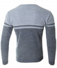 Sweter męski z okrągłym dekoltem z guzikami jasno-szary klasyczny - Devanti