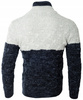 Sweter męski z okrągłym dekoltem zapięcie na krótki zamek i guziki granatowo-biały klasyczny - Devanti