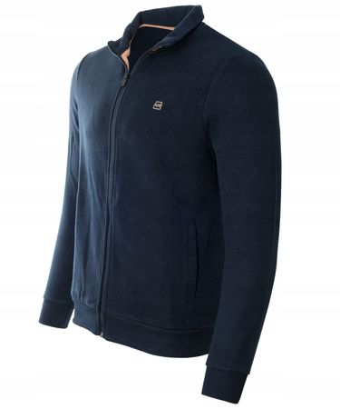 Bluza męska granatowa rozpinana na zamek ze stójką kieszenie bawełniana welurowa Antracid