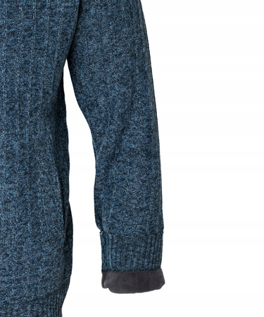 Sweter męski rozpinany ocieplany polarem jesienny niebieski ze wzorem 