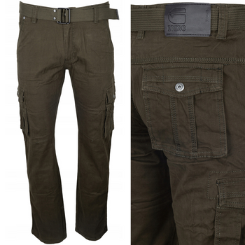 Bojówki męskie w kolorze khaki - ITENO 100% bawełna