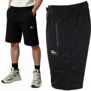 Spodenki męskie krótkie szorty czarne na gumce bawełniane - Must