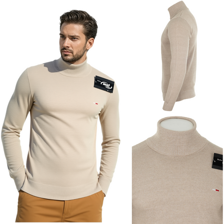 Golf męski elegancki beżowy - MUST