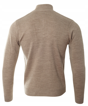 Sweter męski półgolf krótkie zapięcie na zamek brązowy gładki klasyczny - Devanti