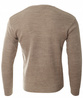 Sweter męski z okrągłym dekoltem brązowy wełniany klasyczny - Devanti