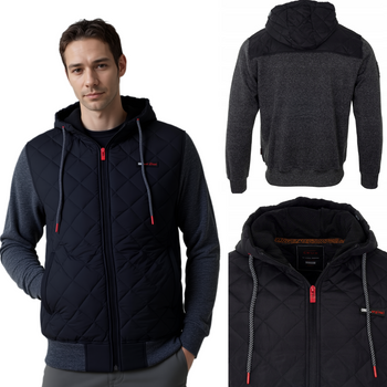 Bluza męska rozpinana pikowana ciemno-szara z czarnym przejściowa