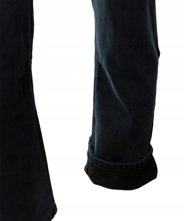 Męskie spodnie jeansy klasyczne grafitowe ocieplane polarem bawełna proste - Gemello