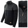 Sweter męski półgolf na krótki zamek jesienny czarno-szary ze wzorem wełniany ciepły - Devanti