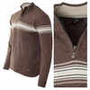 Sweter męski półgolf krótki zamek wełniany brązowy pasy klasyczny - Devanti