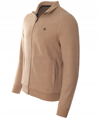 Bluza męska beżowa rozpinana na zamek ze stójką kieszenie bawełniana welurowa Antracid