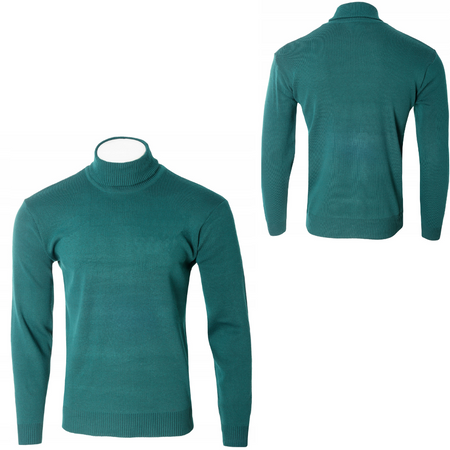 Golf męski sweter zielony wizytowy elegancki - MUST