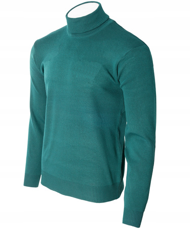 Golf męski sweter zielony wizytowy elegancki - MUST