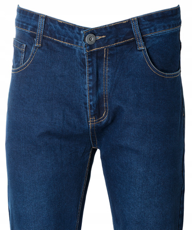 Spodnie jeansy męskie granatowe proste nogawki bawełniane klasyczne - Gemello