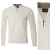 Sweter męski półgolf krótkie zapięcie na zamek kremowy gładki klasyczny - Devanti
