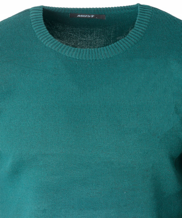 Sweter męski z okrągłym dekoltem zielony klasyczny - Must