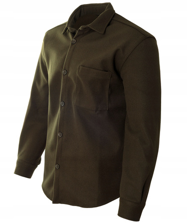 Koszula męska casualowa polarowa zielona ciepła turecka - Redline