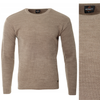 Sweter męski z okrągłym dekoltem brązowy wełniany klasyczny - Devanti
