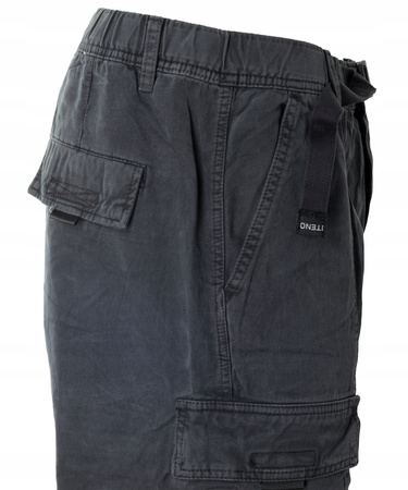 Spodnie męskie bojówki szare 100% bawełniane z paskiem - ITENO