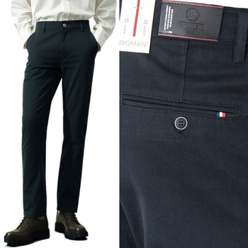 Spodnie męskie materiałowe czarne prosty krój wizytowe eleganckie - Bigman