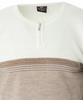 Sweter męski z okrągłym dekoltem na krótki zamek beżowo-biały klasyczny - Devanti