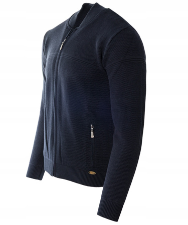 Bluza męska granatowa rozpinana na zamek wełniana kieszenie na zamek turecka Devanti