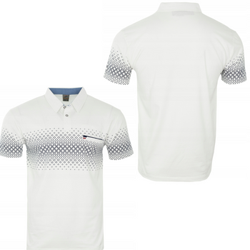 Koszulka męska polo biała we wzór z kieszenią - POLMSWISS