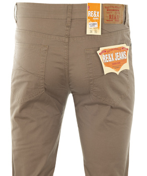 Spodnie męskie materiałowe ciemno-beżowe bawełniane casual proste