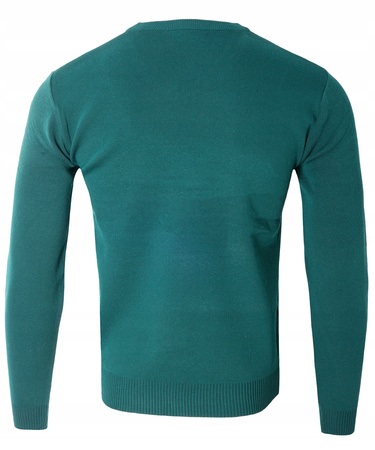 Sweter męski z dekoltem w serek V-dekolt zielony - MUST