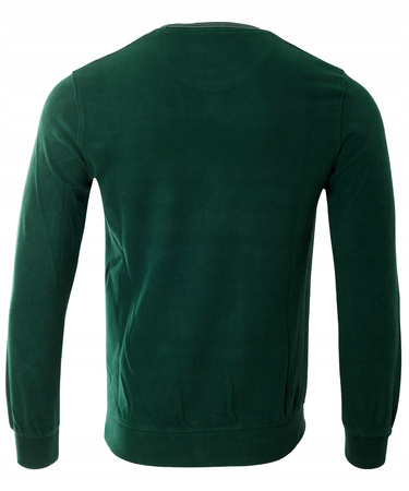 Bluza męska z okrągłym dekoltem pod szyję bawełniana zielona gładka klasyczna - Reymo