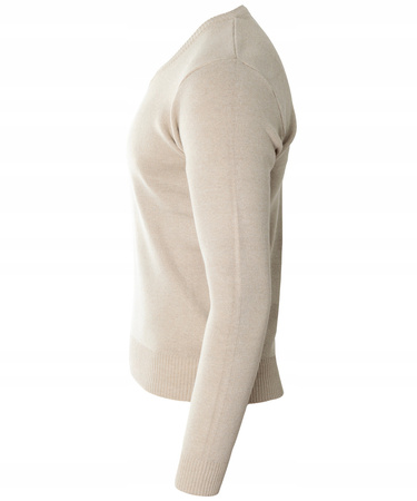 Sweter męski w serek beżowy klasyczny - MUST