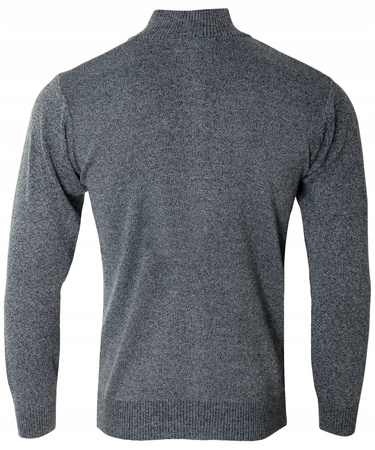 Sweter męski rozpinany jesienny jasno-szary gładki - Must