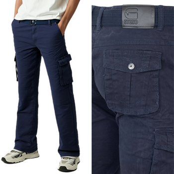 Spodnie męskie bojówki granatowe - ITENO