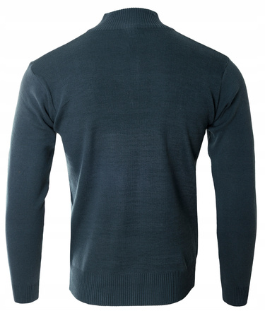 Sweter męski na krótki zamek stójka grafitowy klasyczny - MUST