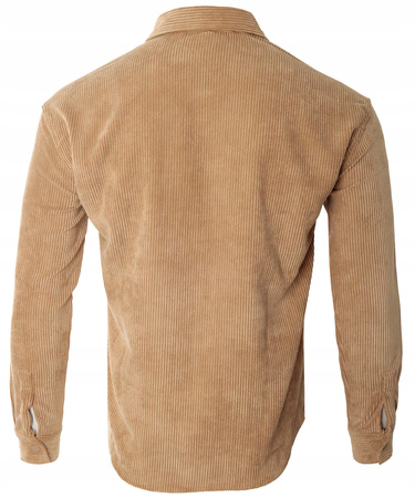 Koszula męska casual sztruksowa beżowa ciepła - Redline