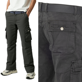 Bojówki męskie ocieplane polar szare - ITENO