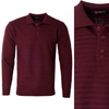 Bluza męska z kołnierzykiem polo na guziki bordowa wzór w pasy ze ściągaczami bawełniana - Reymo
