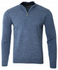 Sweter męski półgolf krótkie zapięcie na zamek niebieski gładki klasyczny - Devanti