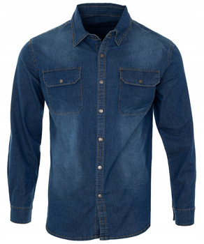 Koszula bluza męska bawełniana jeansowa granatowa - Mastino