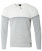 Sweter męski z okrągłym dekoltem na krótki zamek szaro-biały klasyczny - Devanti