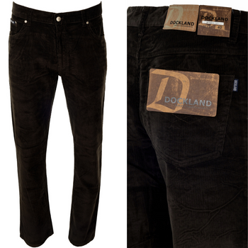 Spodnie męskie klasyczne materiałowe sztruksowe brązowe - Dockland