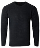 Sweter męski z okrągłym dekoltem pod szyję czarny we wzór wełniany klasyczny ciepły - Reymo