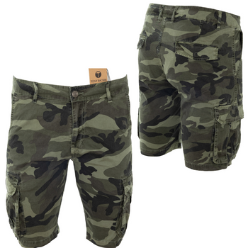 Spodenki męskie krótkie bojówki - zielony-moro