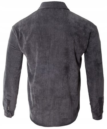 Koszula męska casual sztruksowa szara ciepła - Redline
