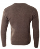 Sweter męski z okrągłym dekoltem ciemno-brązowy wzór wełniany klasyczny - Devanti