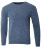 Sweter męski z okrągłym dekoltem niebieski wełniany klasyczny - Devanti