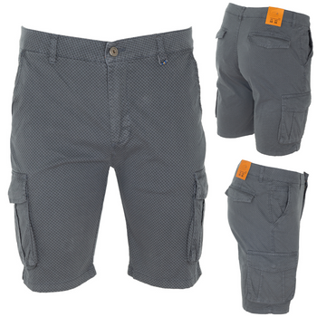 Spodenki męskie krótkie elastyczne bojówki - wzorek szare