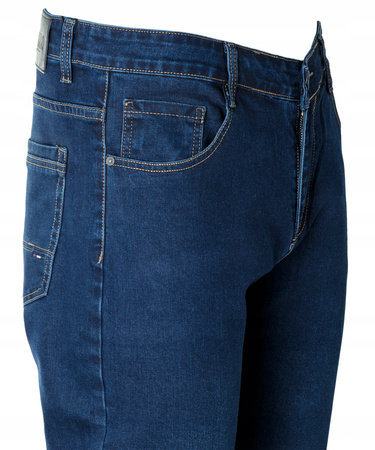 Spodnie jeansy męskie granatowe proste nogawki bawełniane klasyczne - Gemello