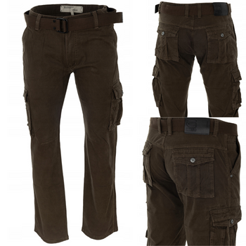 Spodnie męskie bojówki brązowe  - ITENO