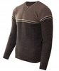 Sweter męski z okrągłym dekoltem krótkie zapięcie na guziki ciemno-brązowy klasyczny - Devanti
