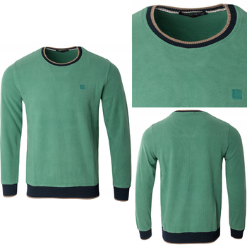 Bluza męska z okrągłym dekoltem 100% bawełna zielona gładka klasyczna - Antracid